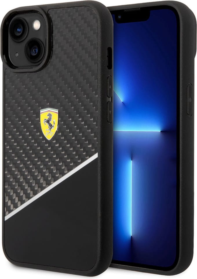 Ferrari Apple iPhone 14 Plus Smartphonehoesje - Polycarbonaat & TPU - Beschermend & Zwart