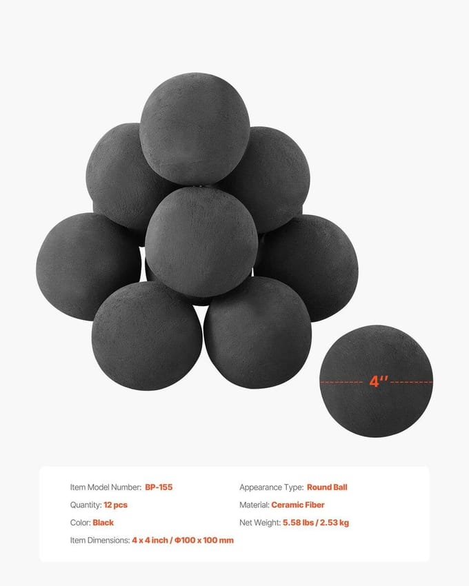 10 cm 12 Stuks Keramische Vuurbollen Ronde Vuurstenen Herbruikbare Lavastenen