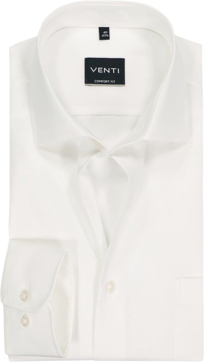 VENTI CASA MODA comfort fit overhemd - structuur - offwhite - Strijkvrij - Boordmaat: 43