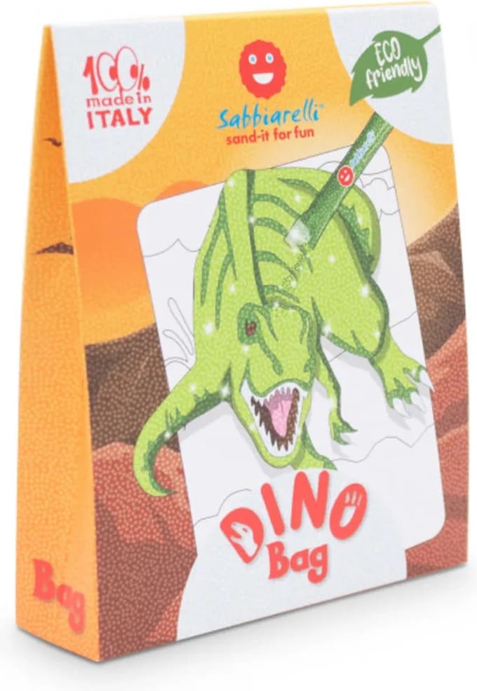 Sabbiarelli zandschilderen tas dino - creatief speelgoed met glitterzand.