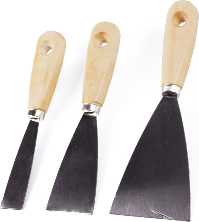 Benson Plamuurmessen set 3-delig - 30 mm - 50 mm - 80 mm - staal - hout