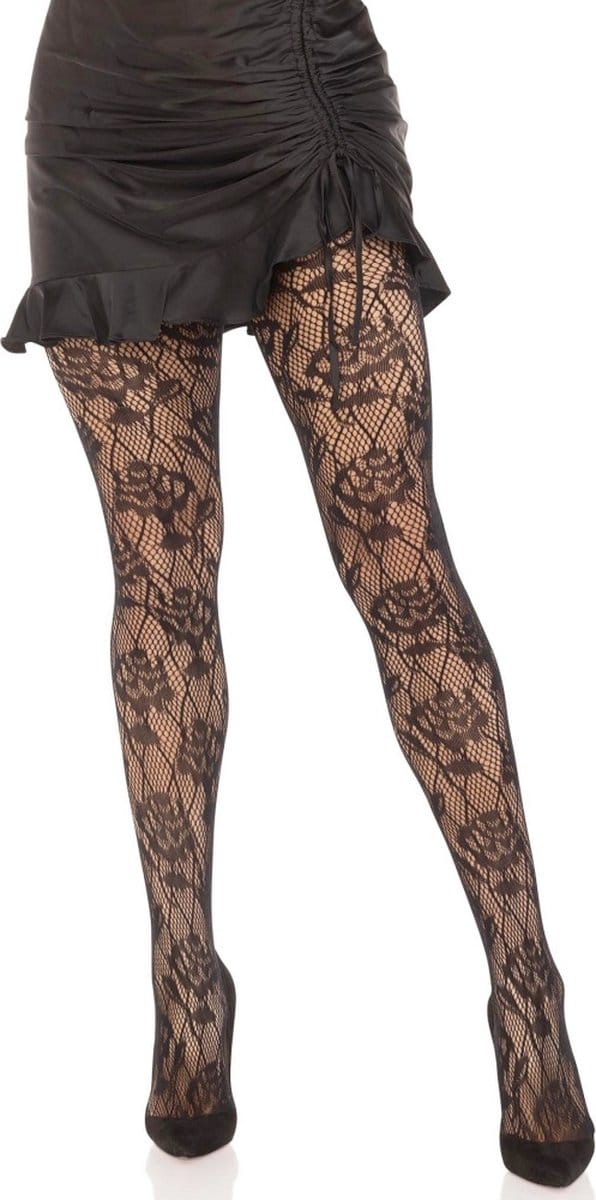 Elegante Dames Collant Leg Avenue Wild Rose Net