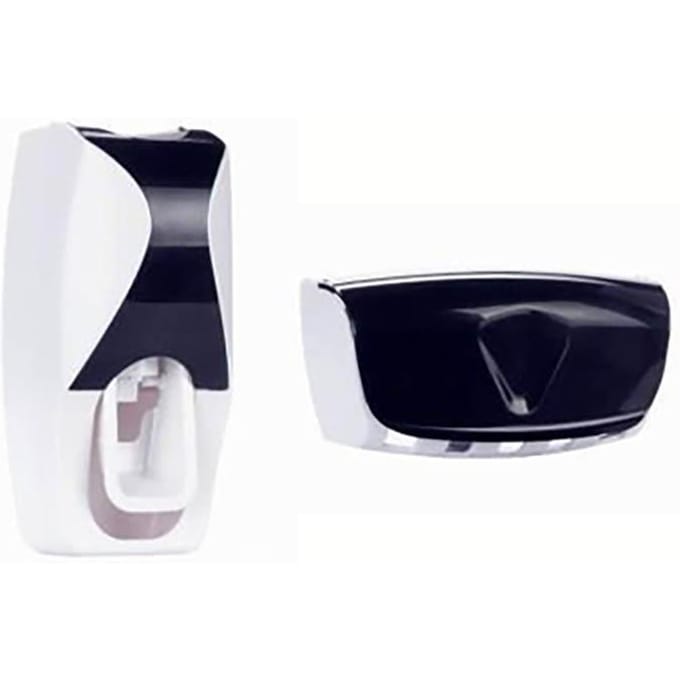 Ensemble Porte-Brosse à Dents et Dentifrice Mural avec Distributeur Automatique et Gobelet noir