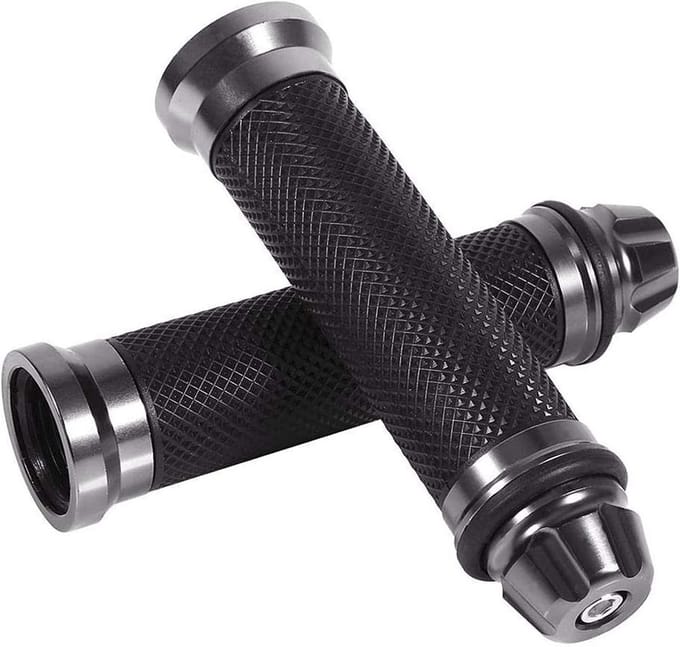Allecto - Motorhandgrepen - Aluminium - Antislip - Titanium - Rubber