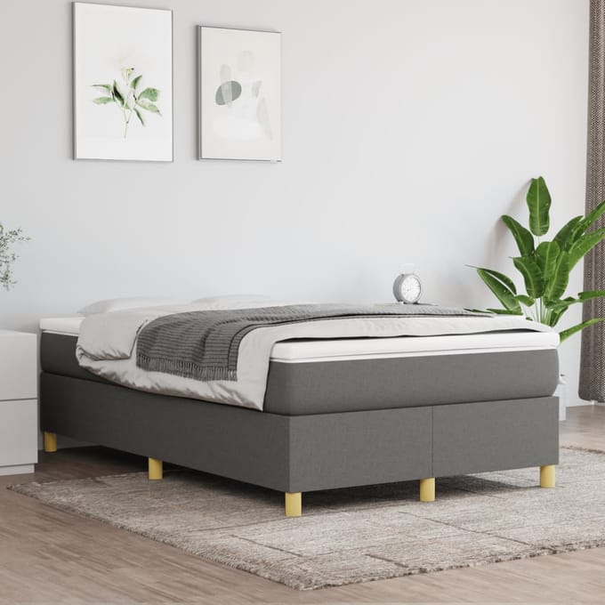 vidaXL - Boxspring - bed - 120x200 - cm - stof - donkergrijs