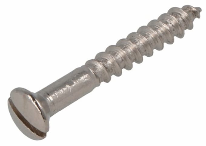Houtschroef messing vernikkeld – lenskop sleuf – DIN 95 – 4.0 x 20 mm – 10 stuks