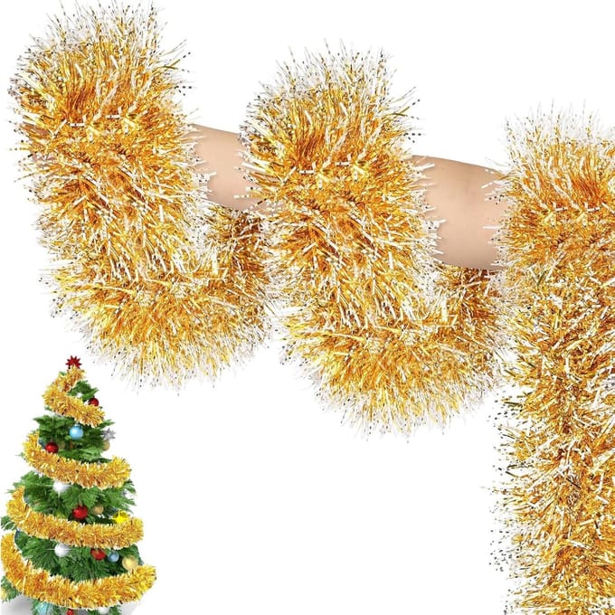 Dailygoods- Lametta Slinger 10 m - Gouden Kerstversiering - Knutselslinger - Decoratie - Feestaccessoire - Snijbaar
