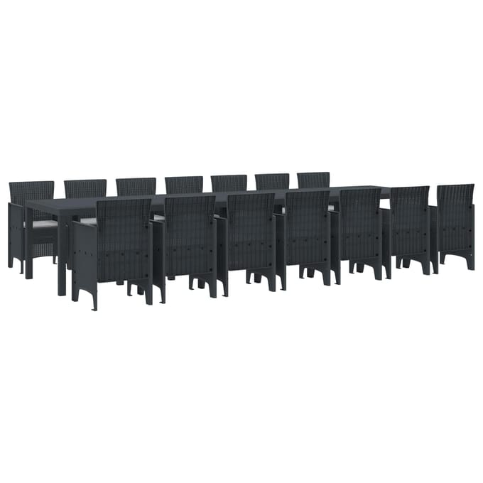 vidaXL - Tuin - eettafelset - met - kussens - 15 - st - Antraciet - PP