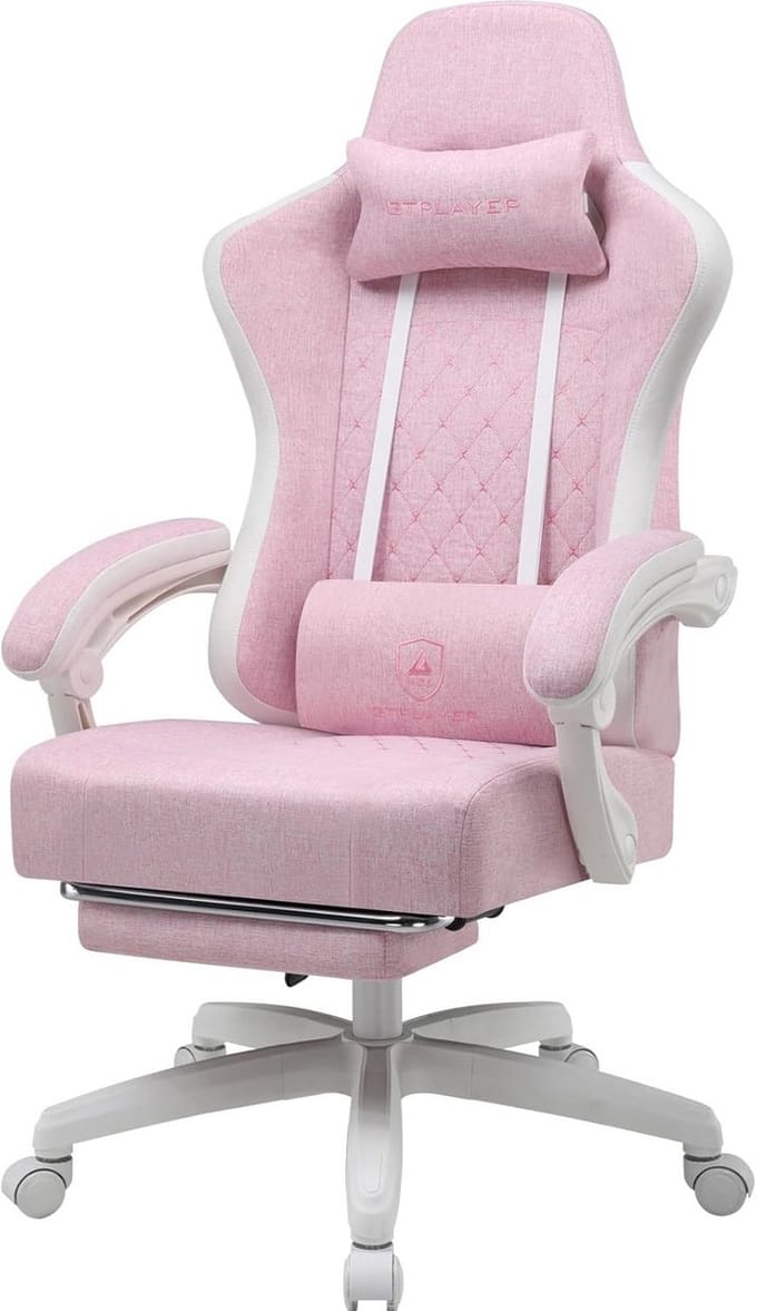 Ergonomische Gamingstoel met Hoge Rugleuning, Lendensteun en Voetensteun