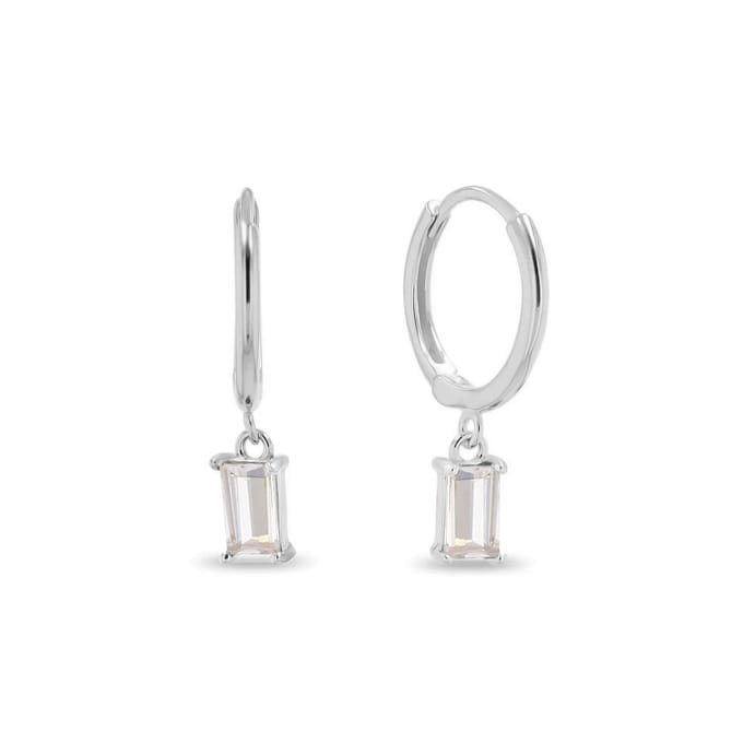 LOVI Square Oorringen / Oorbellen | Wit/Zilver | Ø 12 mm | 21 x 12 mm | 925 Silver