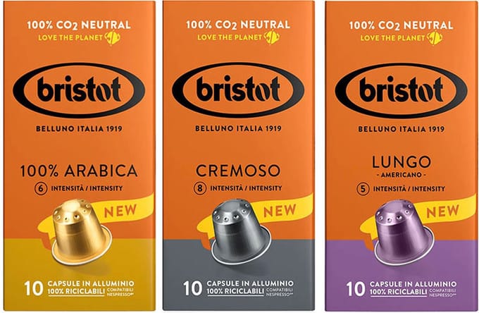 Bristot Aluminium Nespresso Capsules Proefpakket - 3 x 10 stuks