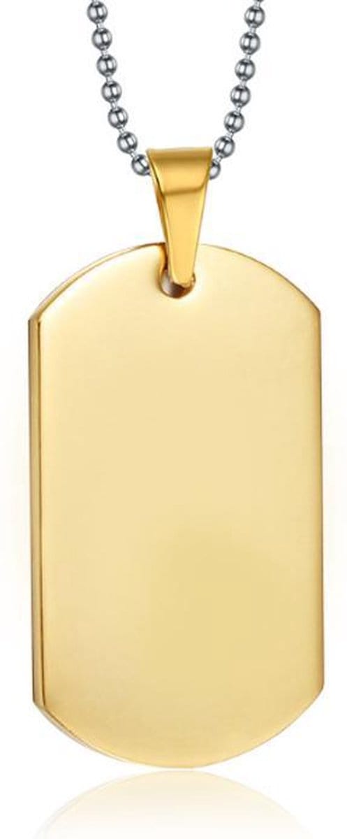 Goudkleurige Dogtag kettinghanger met ketting