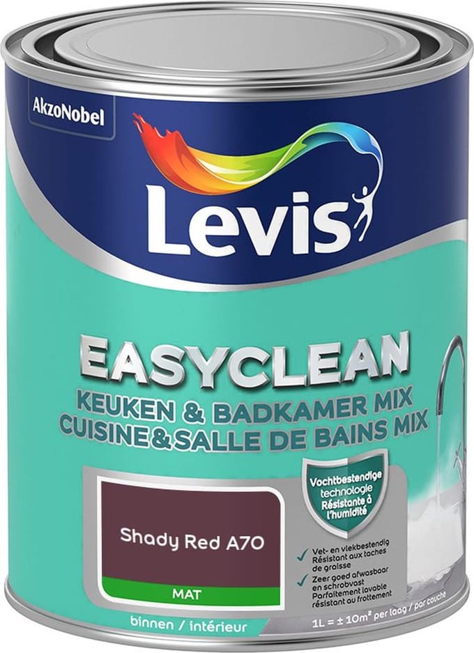 Levis - Easyclean Keuken & Badkamer Mix - Shady Red A70 - Mengverf - 1 L