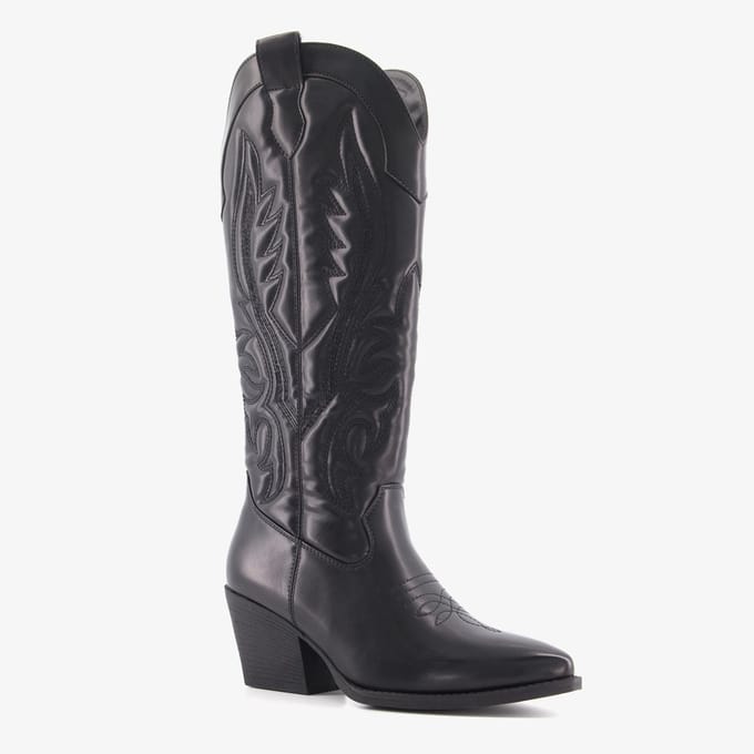 Blue Box hoge dames cowboylaarzen zwart - Maat 36