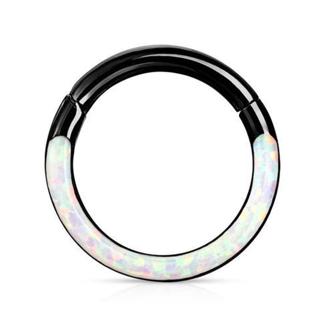 Piercing PVD high quality opal front 1.2x8 - zwart - LMPiercings