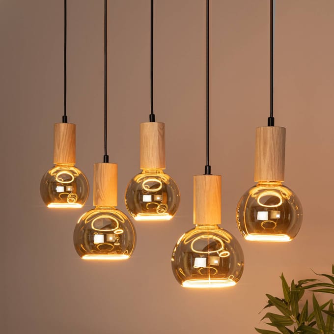 SEGULA hanglamp Flow, geolied eikenhout, E27