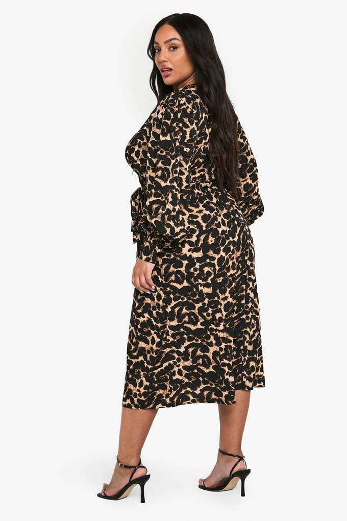 boohoo Dames PLUS LEOPARD PRINT CEINTUURDE SKATERJURK | Luipaardprint | Maat: 46
