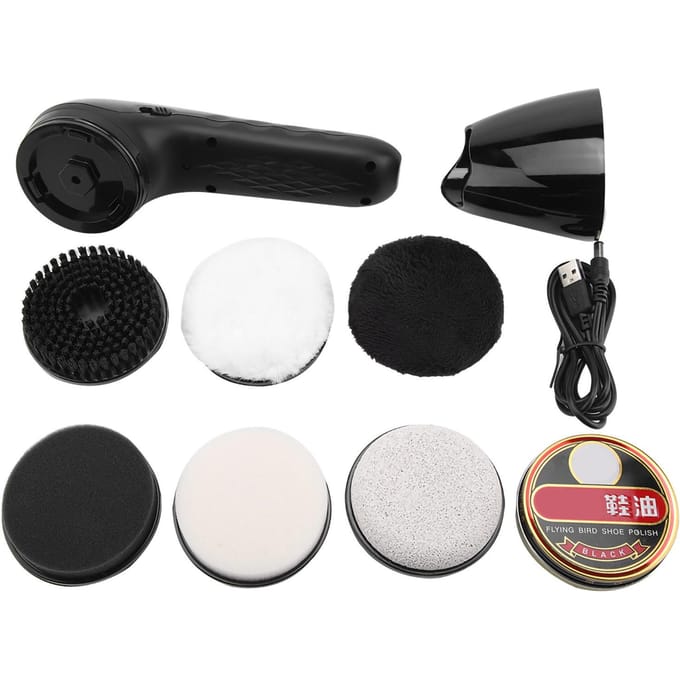 USB Oplaadbare Elektrische Schoenenborstel Handheld Multifunctionele Leren Schoenen Polijstmachine black