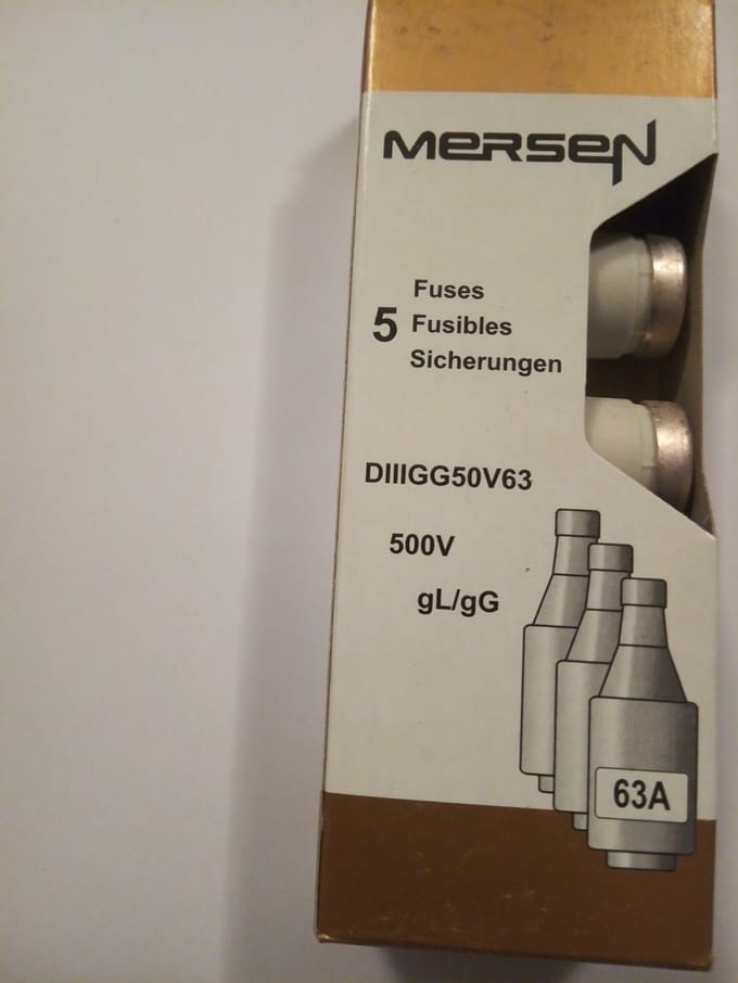 Mersen 00598.063700 Diazed zekering Afmeting zekering: DIII 63 A 500 V