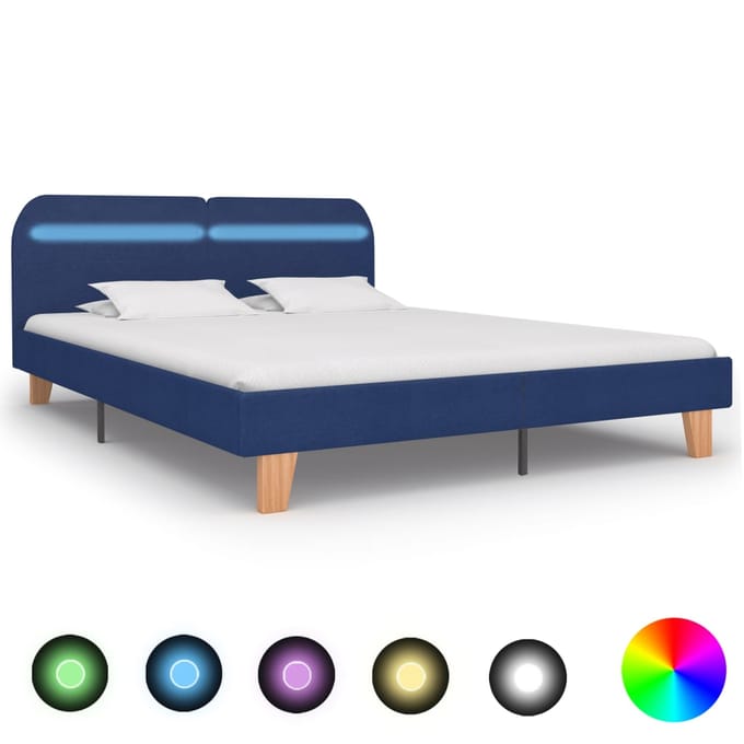 vidaXL - Bedframe - met - LED - stof - blauw - 180x200 - cm