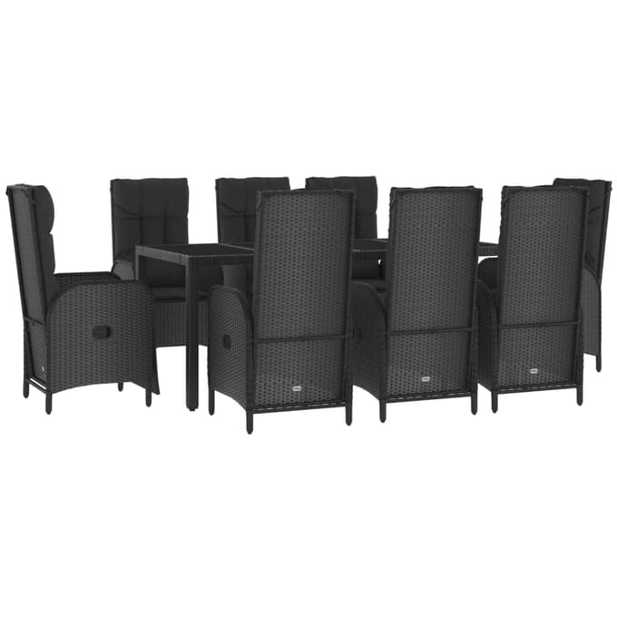 vidaXL - 9-delige - Tuinset - poly - rattan - zwart
