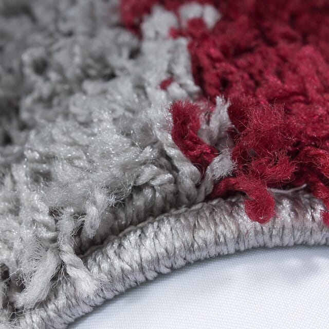 Muratap Basic shaggy geblokt vloerkleed rood / grijs hoogpolig- 80x150 cm