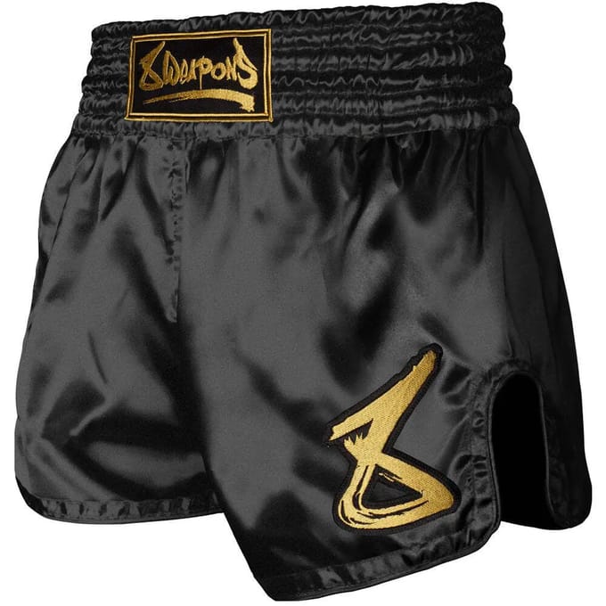 8 WEAPONS Strike Muay Thai Kickboxing Short Zwart Goud maat XL