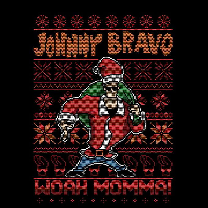Johnny Bravo Kerstmis T-Shirt - Zwart - XXL