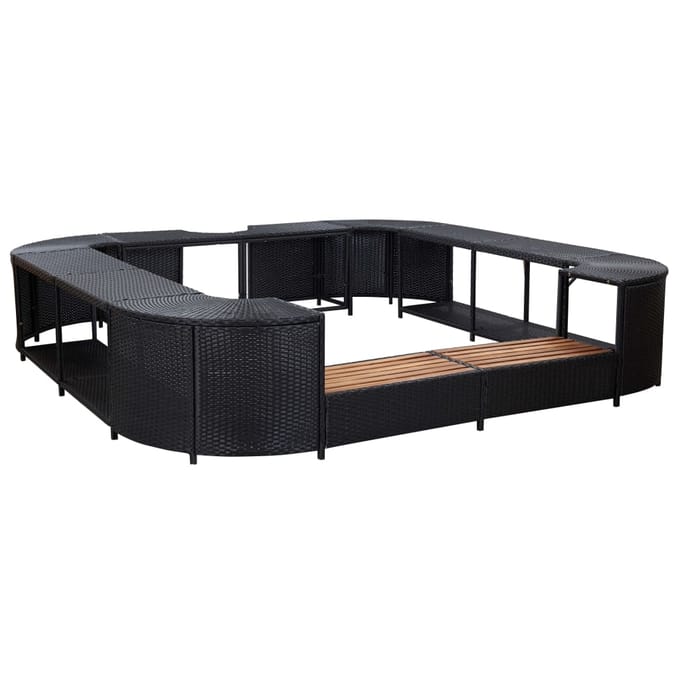 vidaXL - Spa-ombouw - vierkant - 268x268x55 - cm - poly - rattan - zwart