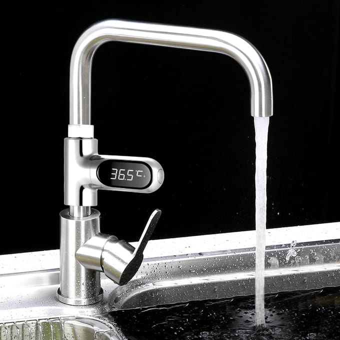 LED Digitale Douche Temperatuur Display 0~100 graden Celsius Badwater Thermometer Celsius/Fahrenheit Weergave zilver
