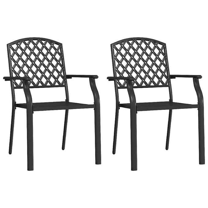 vidaXL - Tuinstoelen - stapelbaar - 2 - st - staal - antraciet