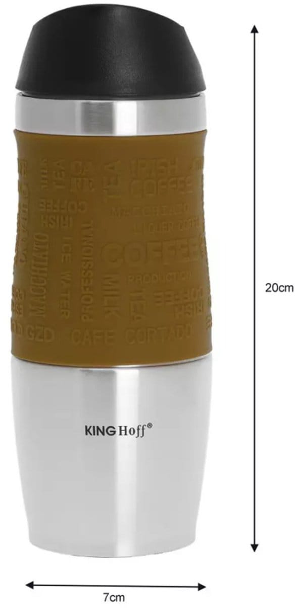 Kinghoff - Thermosbeker - Quick Stop - 380 ml - Roestvrij Staal