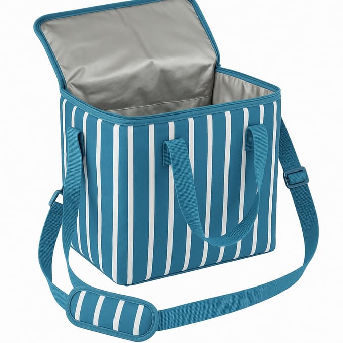 Keep it Cool – Compacte Koeltas 11 Liter – 30 × 15 × 25 cm – Met Handvatten en Verstelbare Schouderriem – Blauw met Wit