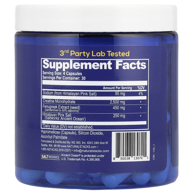 Natural Stacks, Creatine+, 120 Plantaardige Capsules