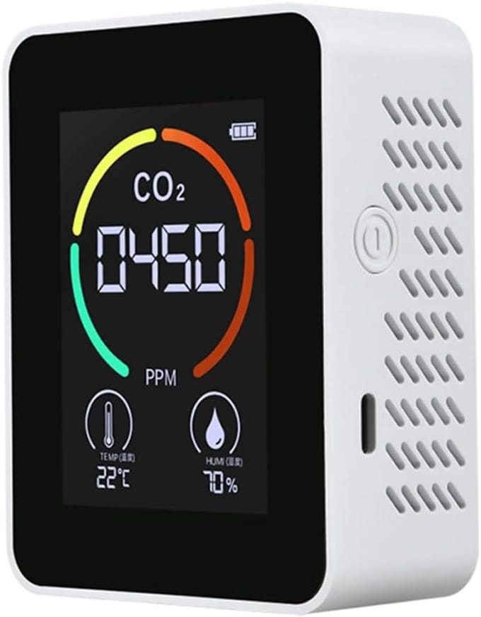 Luchtkwaliteit Monitor - CO2 Meter - Omgeving Analyseren - Elektrochemische Module - Compact Formaat - Wit