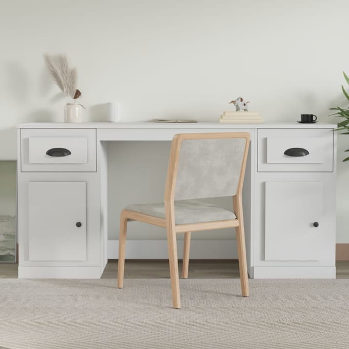 vidaXL - Bureau - met - kast - bewerkt - hout - wit