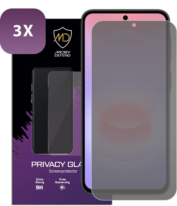 3-Pack MobyDefend Screenprotectors - Geschikt voor Samsung Galaxy A37 - HD Privacy Glass Screensavers