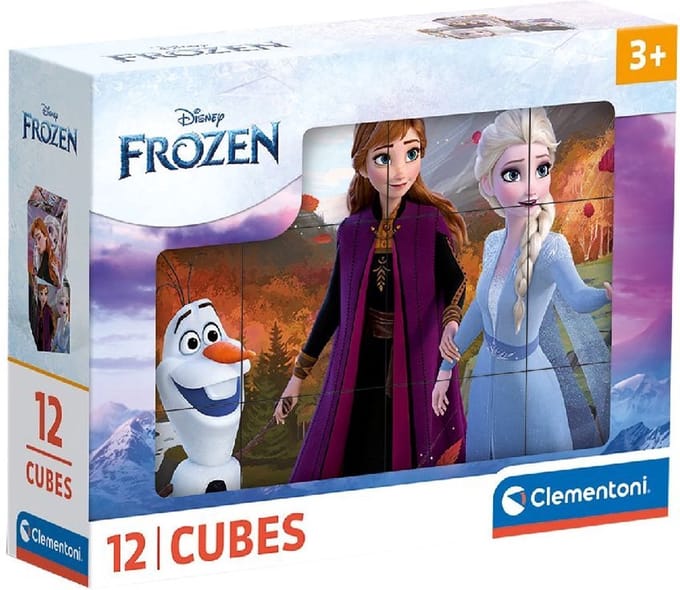 Clementoni - 12 Blokken Puzzel - Disney Frozen - 6 afbeeldingen - Vanaf 3 jaar