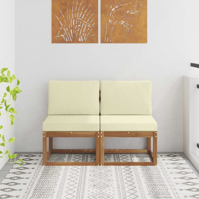 vidaXL - 2 - Stuk - Buiten - Midden - Sofa - Massief - Acacia - Hout