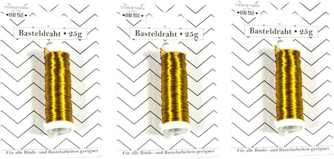 Stern Fabrik binddraad - Binddraad/wikkeldraad - 3x rolletjes - goud - 50 m x 0,35 mm - hobbydraad/bloemendraad