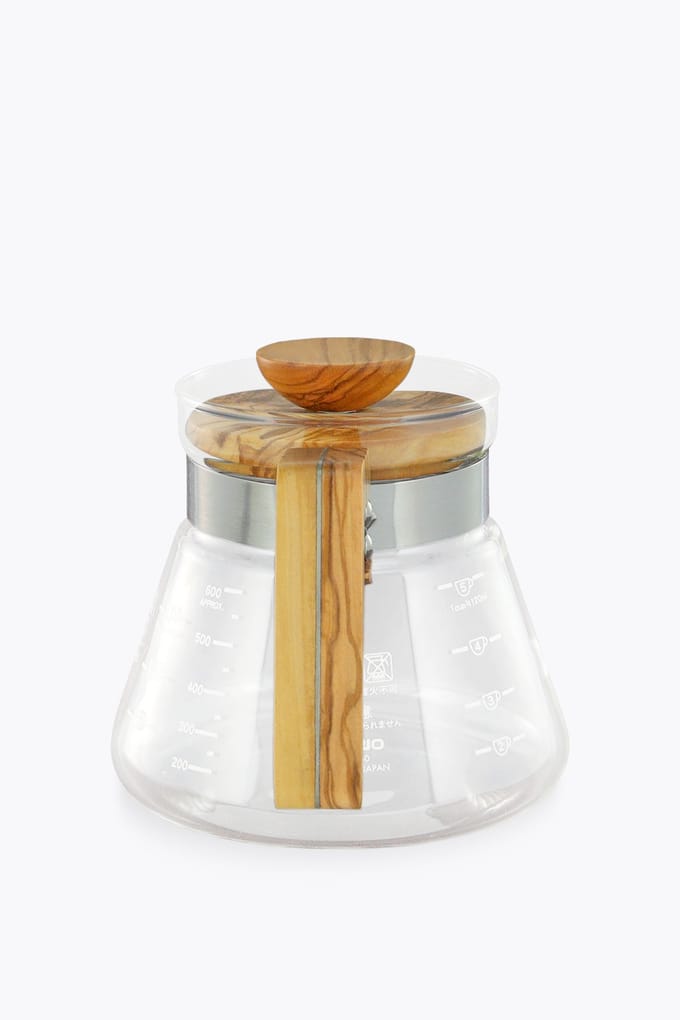 Hario V60 Coffee Server 600 Glas met Olijfhout - 600ml