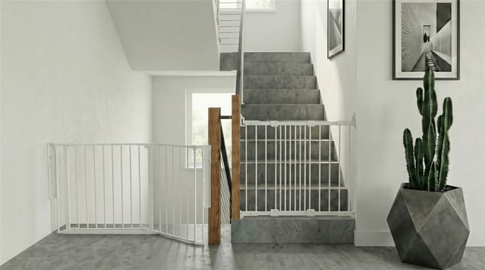Safetots Overlooptraphek, Wit, De Oplossing voor Trappen, Meerdere Panelen tot 154cm en Schroefhek, 67cm - 105,5cm