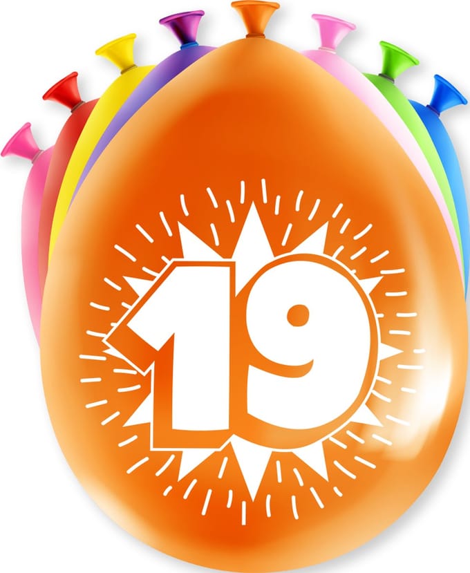 Happy Party Ballonnen 19 jaar (8 stuks)