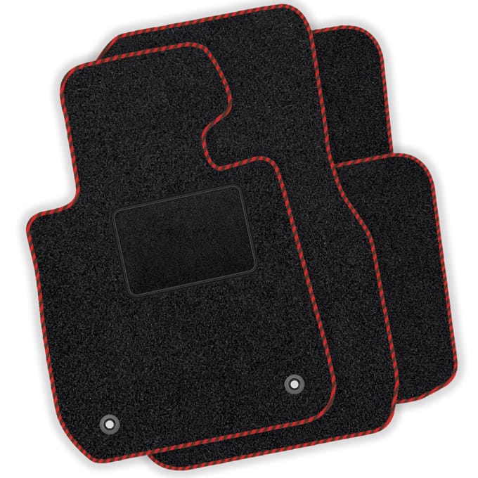 Jeu de Tapis de Voiture en Velours - Installation des Tapis de Voiture: Honda CRX II 1987-1992 Garniture Noire rouge