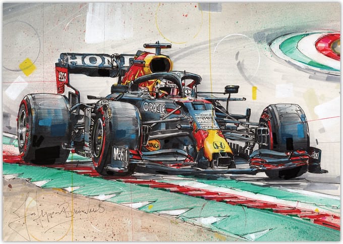 Verstappen race auto poster 42x29,7 cm (A3)