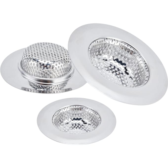 Keukengootsteen Zeef RVS Vloerafvoer Gootsteenafvoer voor Badkamer KeukenL,M,S Set white