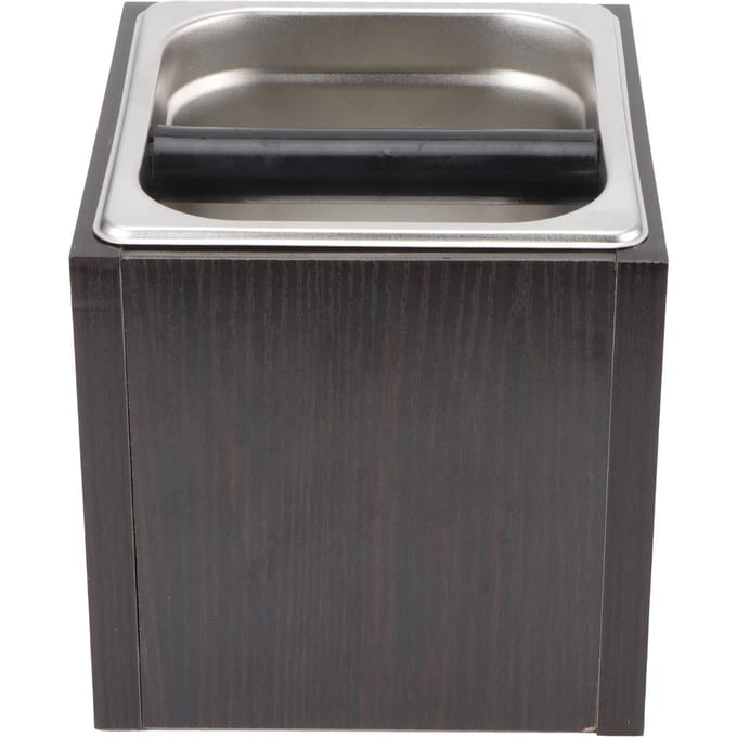 Knock Box Roestvrij Staal Vierkant Koffiedik Container Afvalbak met Houten Doos black