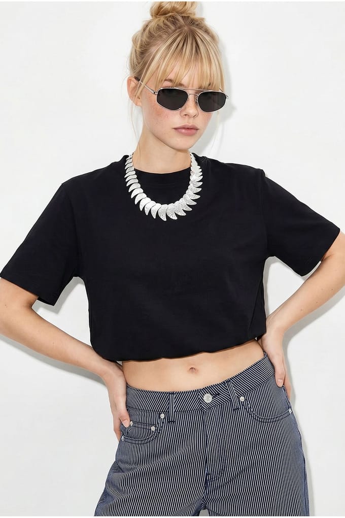 Dames Crop Crew Neck T-Shirt