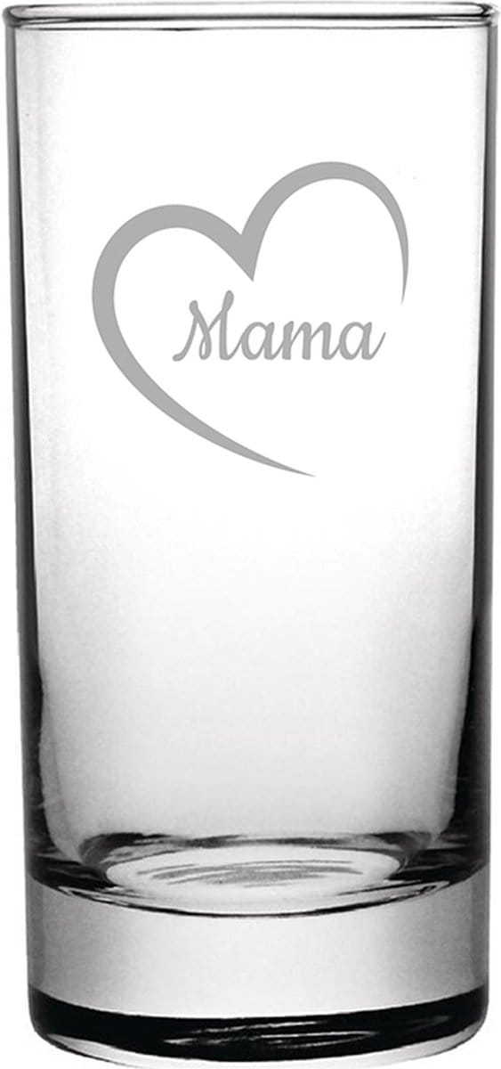 Gegraveerde longdrinkglas 28,5cl Mama met hartje