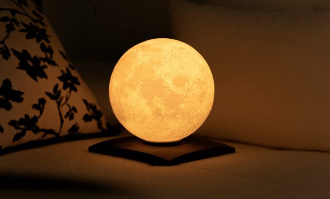 Gingko - Smart Luna Spin Lamp - Roterende Maanlamp - small - oplaadbaar